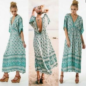 Spell Turquoise Backless Maxi Dress